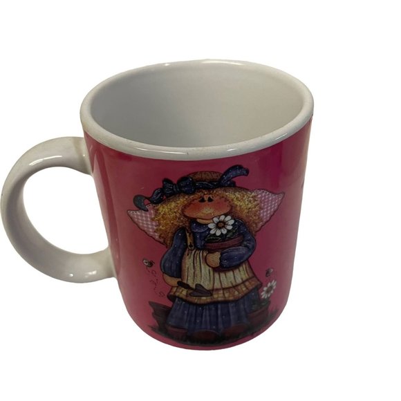 Designpac Mug Cup Country Garden Angel on Pink with Flowers Bees Mindy Cain - Picture 2 of 4